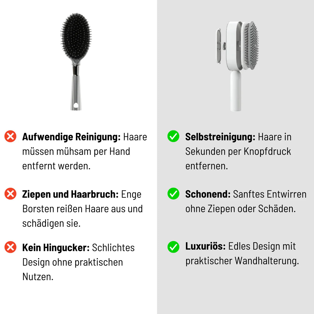 Selbstreinigende Luxus-Haarbürste